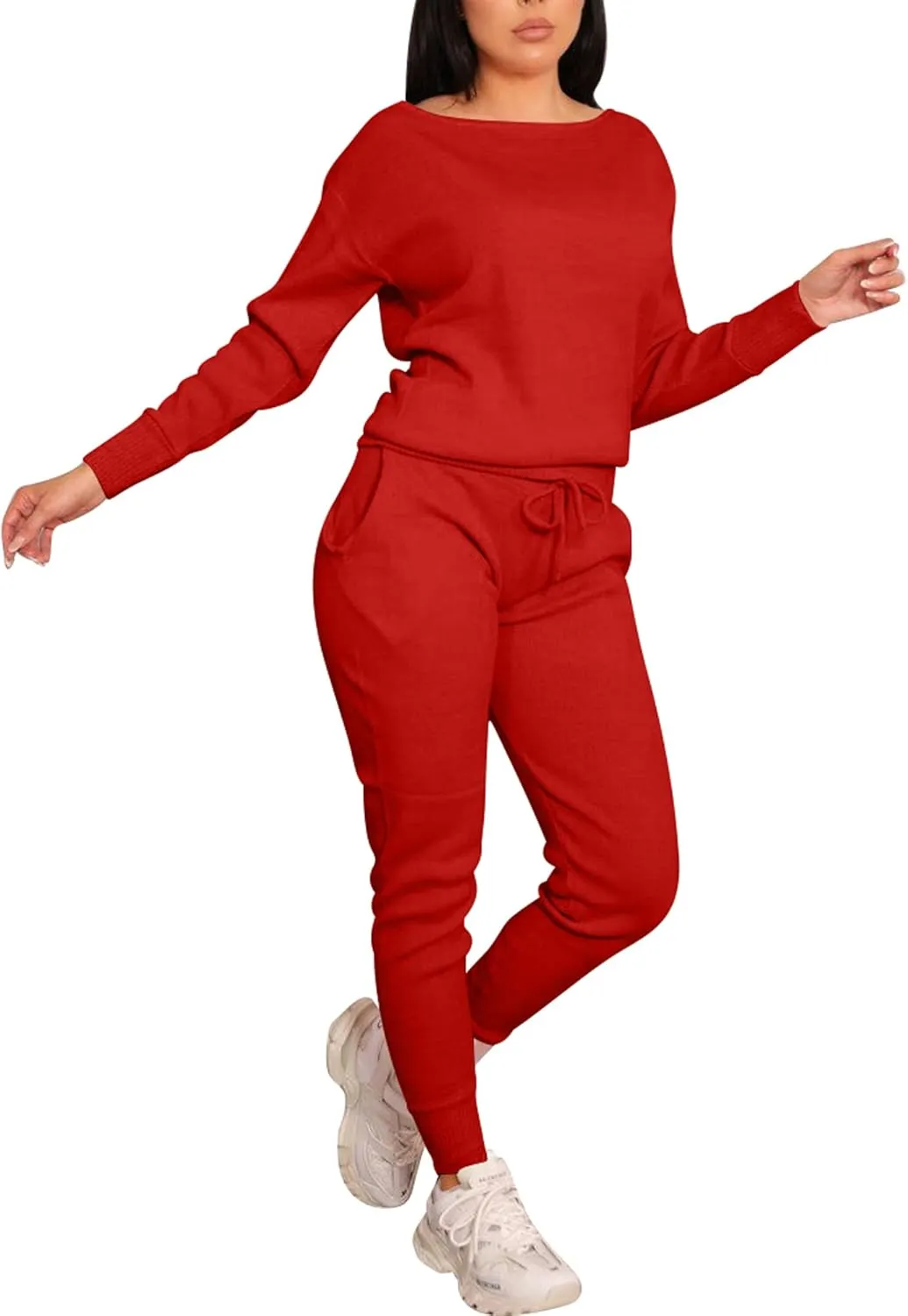 VASAUGE Women's Workout 2 Piece Tracksuit Outfits Long Sleeve Tops Track Sweat Suits Jogger Pants Sets Sweatsuit