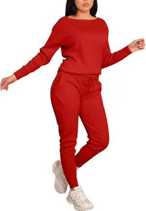 VASAUGE Women's Workout 2 Piece Tracksuit Outfits Long Sleeve Tops Track Sweat Suits Jogger Pants Sets Sweatsuit