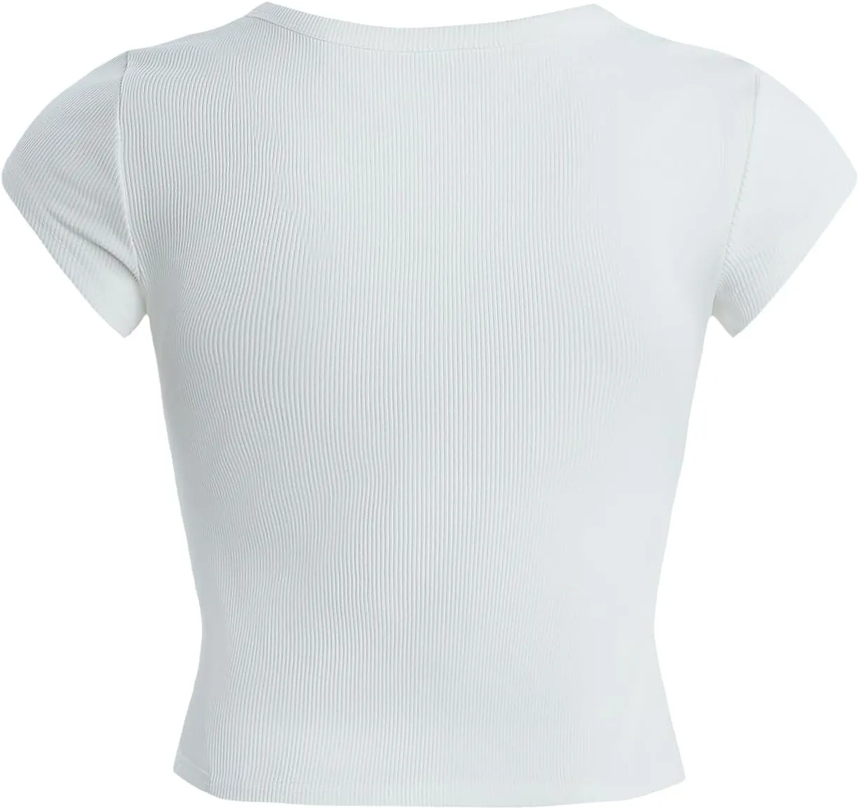 Verdusa Women's Bow Print Cap Sleeve T Shirt V Neck Summer Fitted Tops