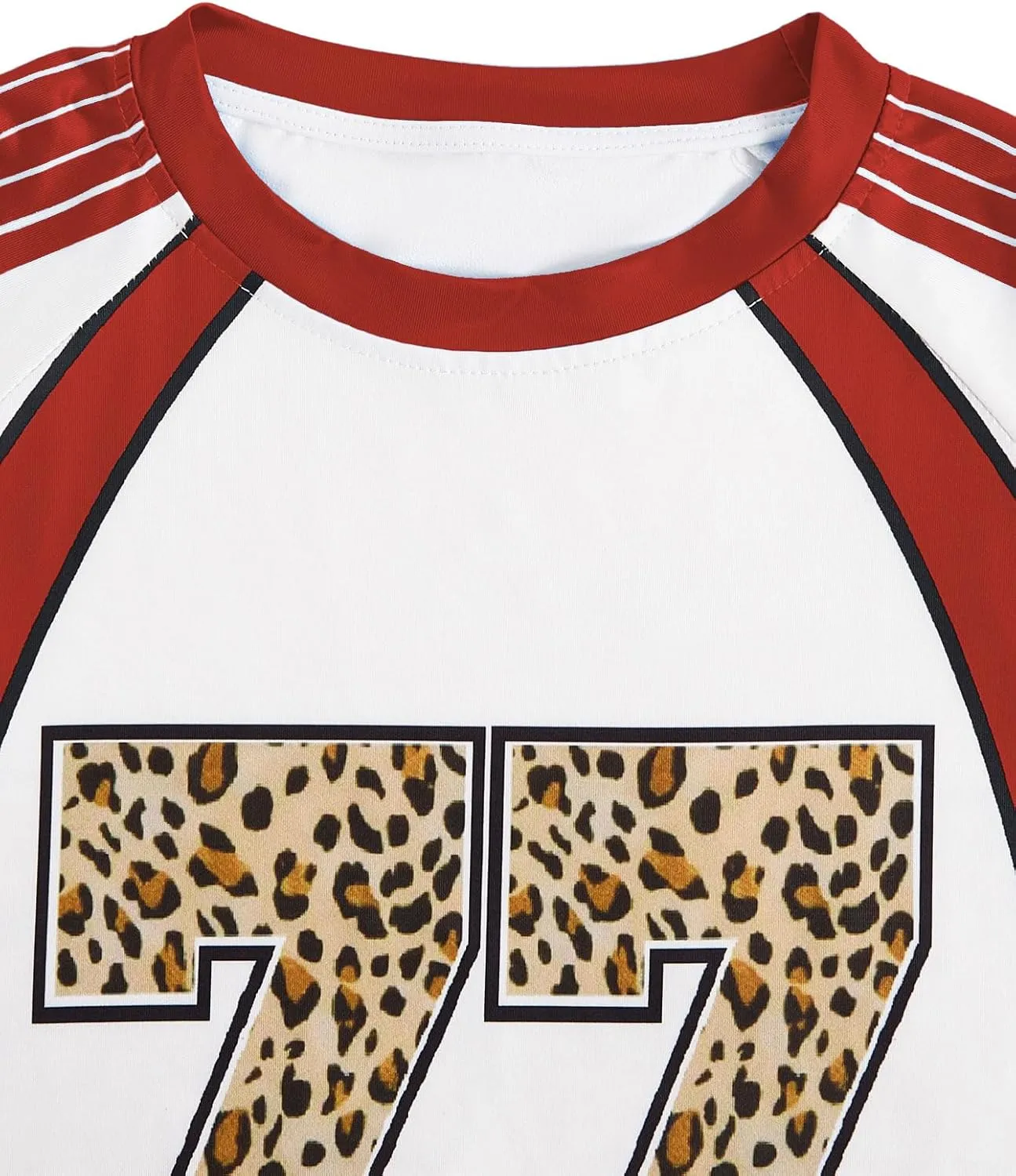 WDIRARA Women's Leopard Number Print Jerseys Oversized Colorblock Drop Shoulder Crew Neck Short Sleeve T-Shirt