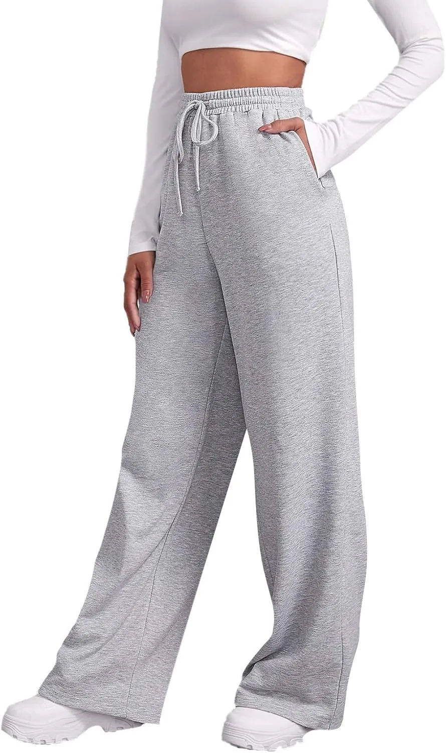 Wide Leg Sweatpants Women Baggy High Waisted Y2k Athletic Sweat Pants Casual Comfy Cotton Joggers with Pockets