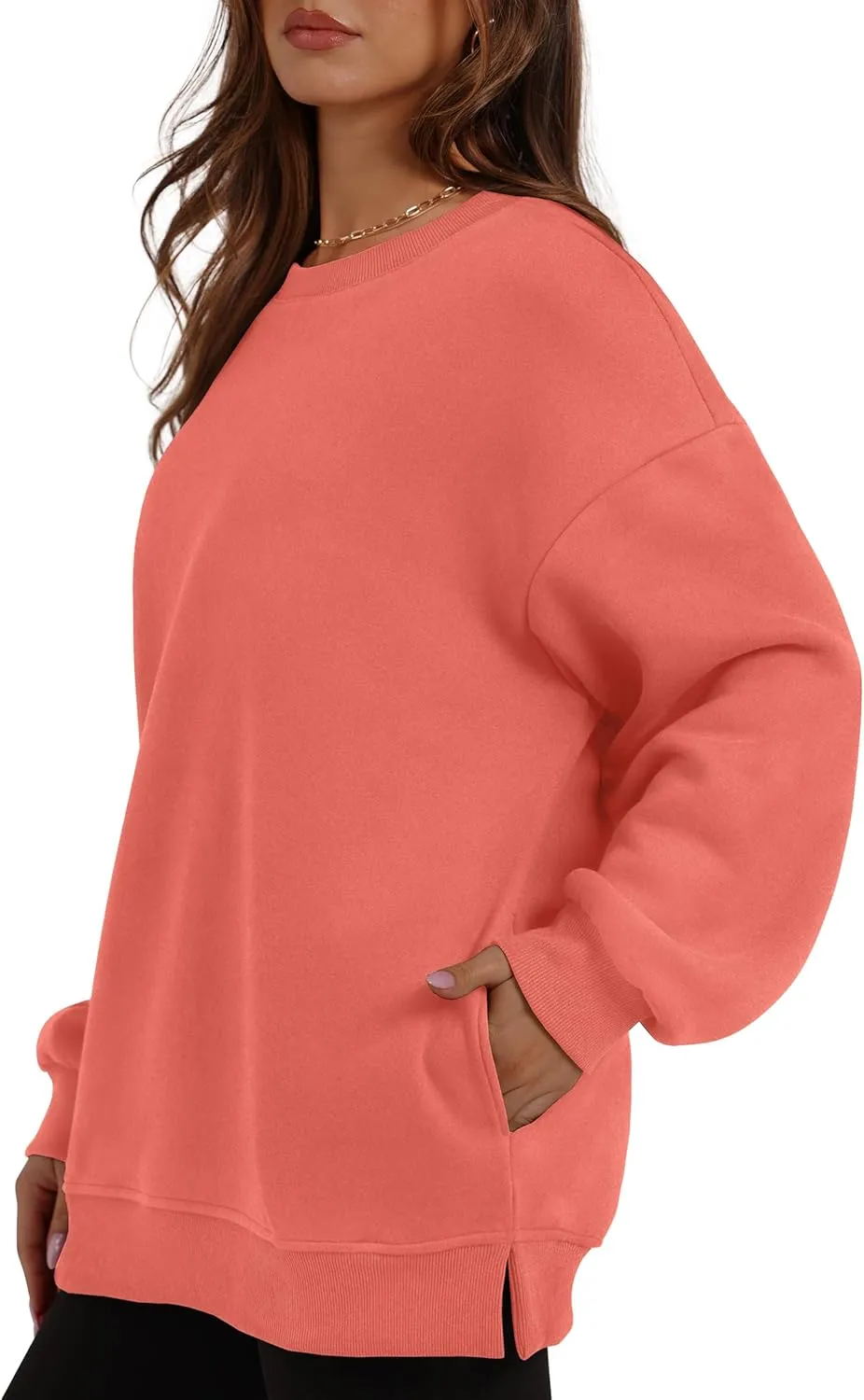 WIHOLL Womens Oversized Sweatshirts Crewneck Long Sleeve Tops Fleece Pullover Fall Fashion Clothes with Pocket