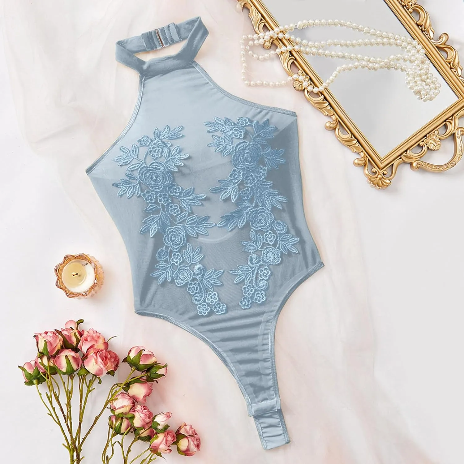 Women Lingerie See-Through Nightwear Bra & Matching Knickers Set Mini Babydoll Padded Nightgown Lounge Wear