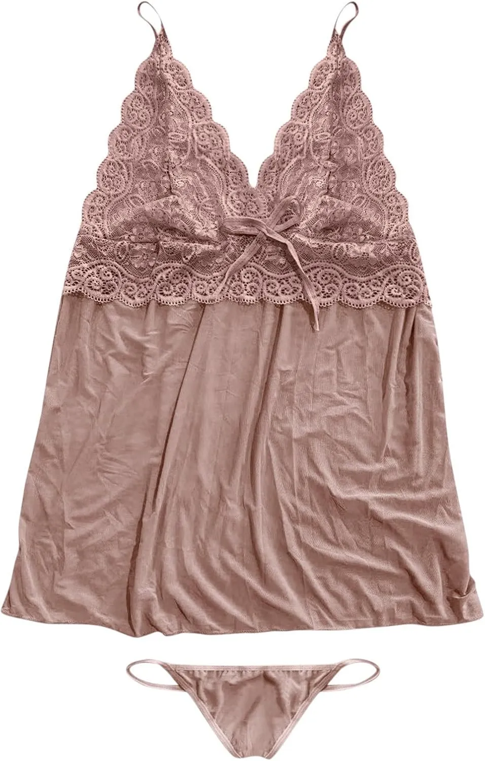 Women Lingerie Set 2 Piece Set Nightwear Bridal Mini Babydoll Backless Bodystocking with Suspenders