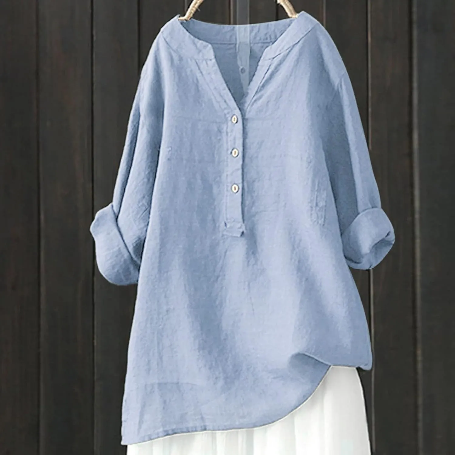Women Short Sleeve Cotton Linen Shirts Casual V Neck Trendy Dressy T-Shirt Floral Loose Fit Summer Tee Tops