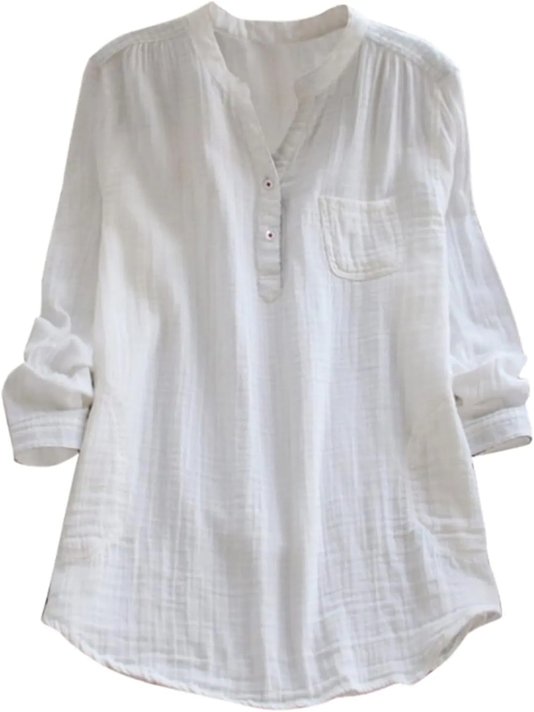 Women Short Sleeve Cotton Linen Shirts Casual V Neck Trendy Dressy T-Shirt Floral Loose Fit Summer Tee Tops