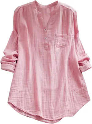 Women Short Sleeve Cotton Linen Shirts Casual V Neck Trendy Dressy T-Shirt Floral Loose Fit Summer Tee Tops