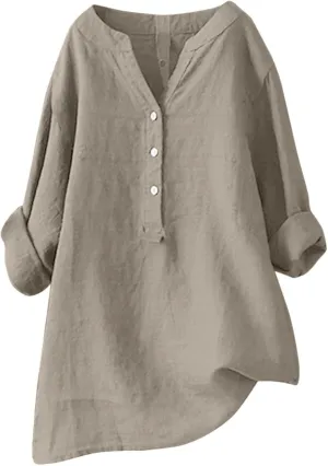Women Short Sleeve Cotton Linen Shirts Casual V Neck Trendy Dressy T-Shirt Floral Loose Fit Summer Tee Tops