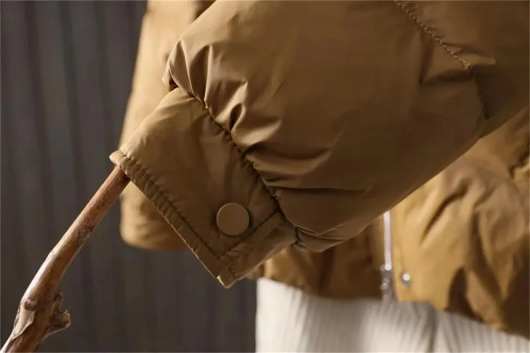 Women Solid Down Jacket Hooded Loose Puffer Coat Winter Warm Outwear Female Short Parkas