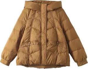Women Solid Down Jacket Hooded Loose Puffer Coat Winter Warm Outwear Female Short Parkas