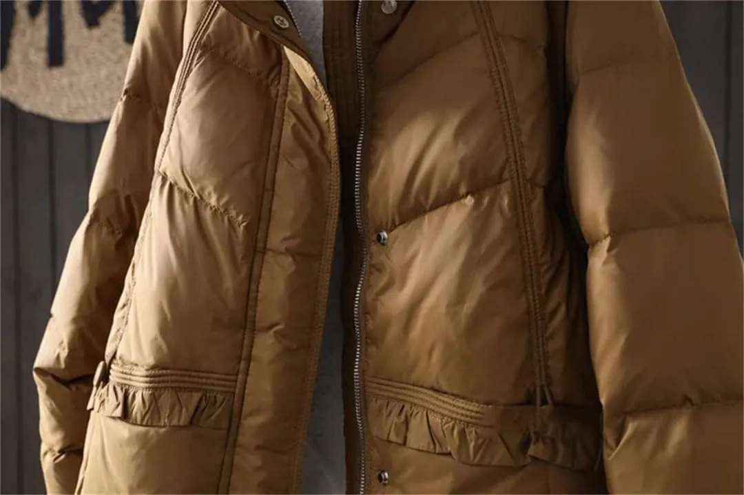 Women Solid Down Jacket Hooded Loose Puffer Coat Winter Warm Outwear Female Short Parkas