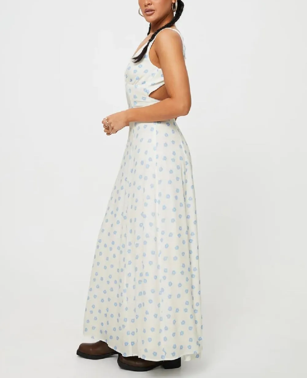 Women Y2k Bodycon Maxi Dress Vintage Floral Print Long Dress Sleeveless Open Back Deep V Neck Tank Sundress