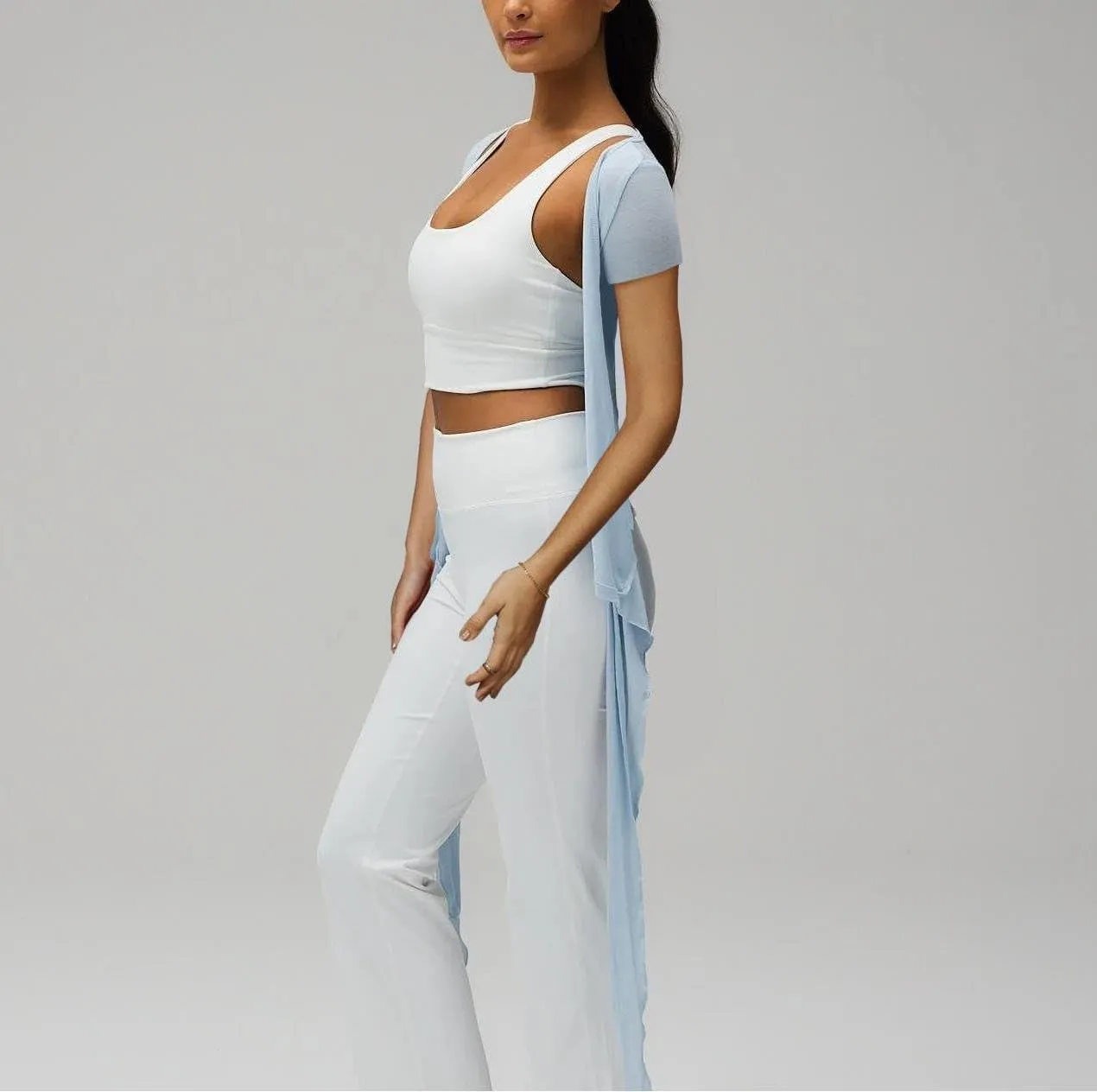 Women Y2k Cross Wrap Shirt Deep V Neck Tie Front Short Sleeve Tops Solid Slim Fit Yoga Shirts Active Blouse
