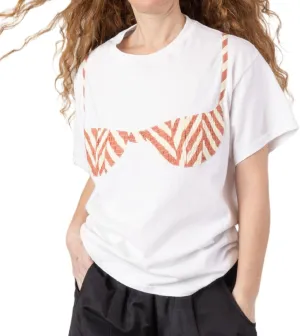 Women Y2k Smocked Shirt Bikini Bra Graphic Print Crewneck Short Sleeve Casual Shirts Summer Aesthetic White Tee Top