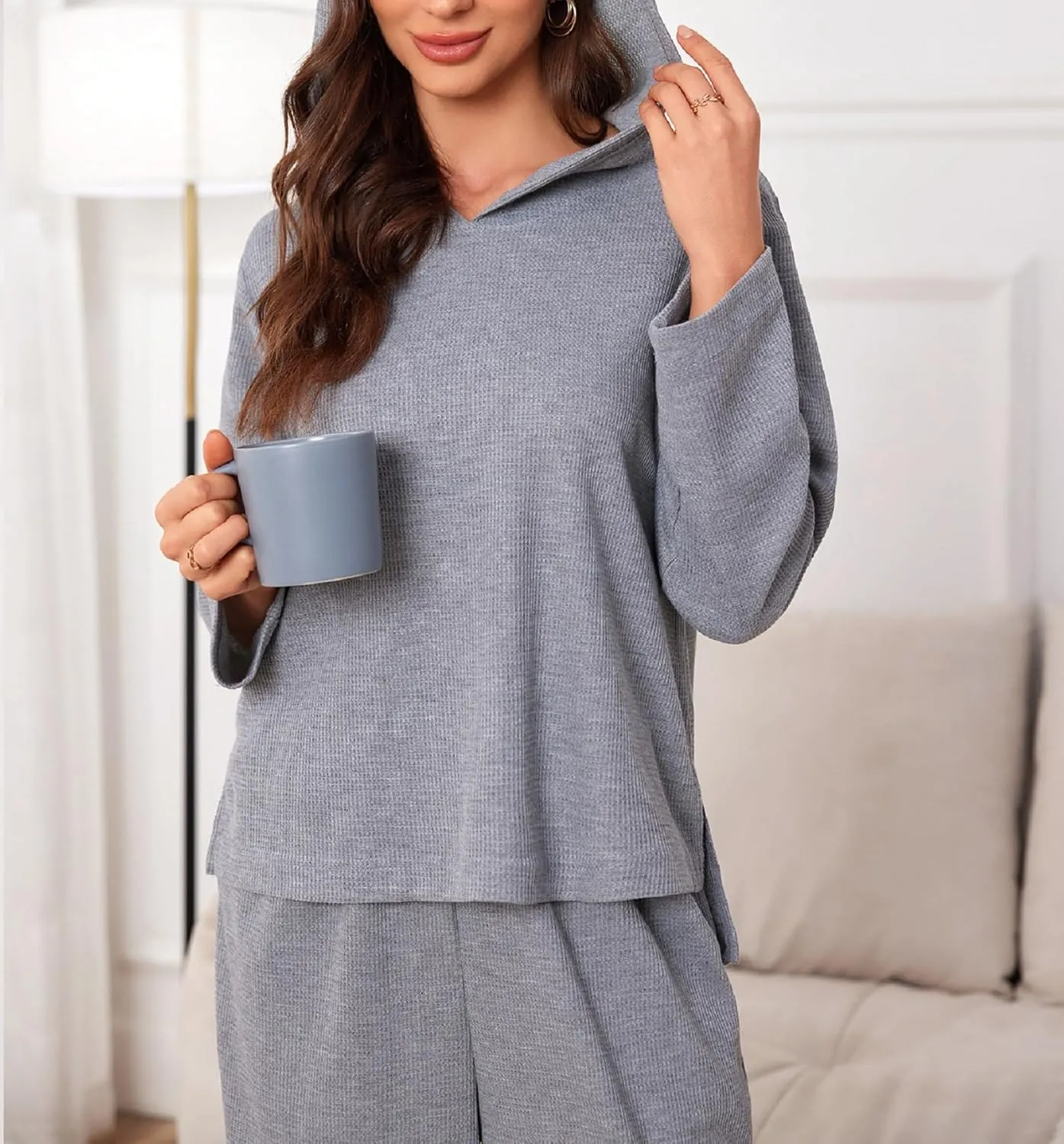 Women's 2 Piece Sets Sweatsuits Spring Long Sleeve Hoodie Wide Leg Casual Lounge Set with Pockets