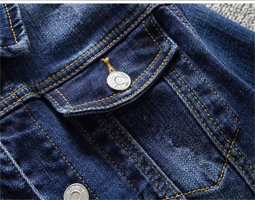Women's Autumn Casual Denim Jacket Long-Sleeved Single-Breasted Jeans Jacket Short Top