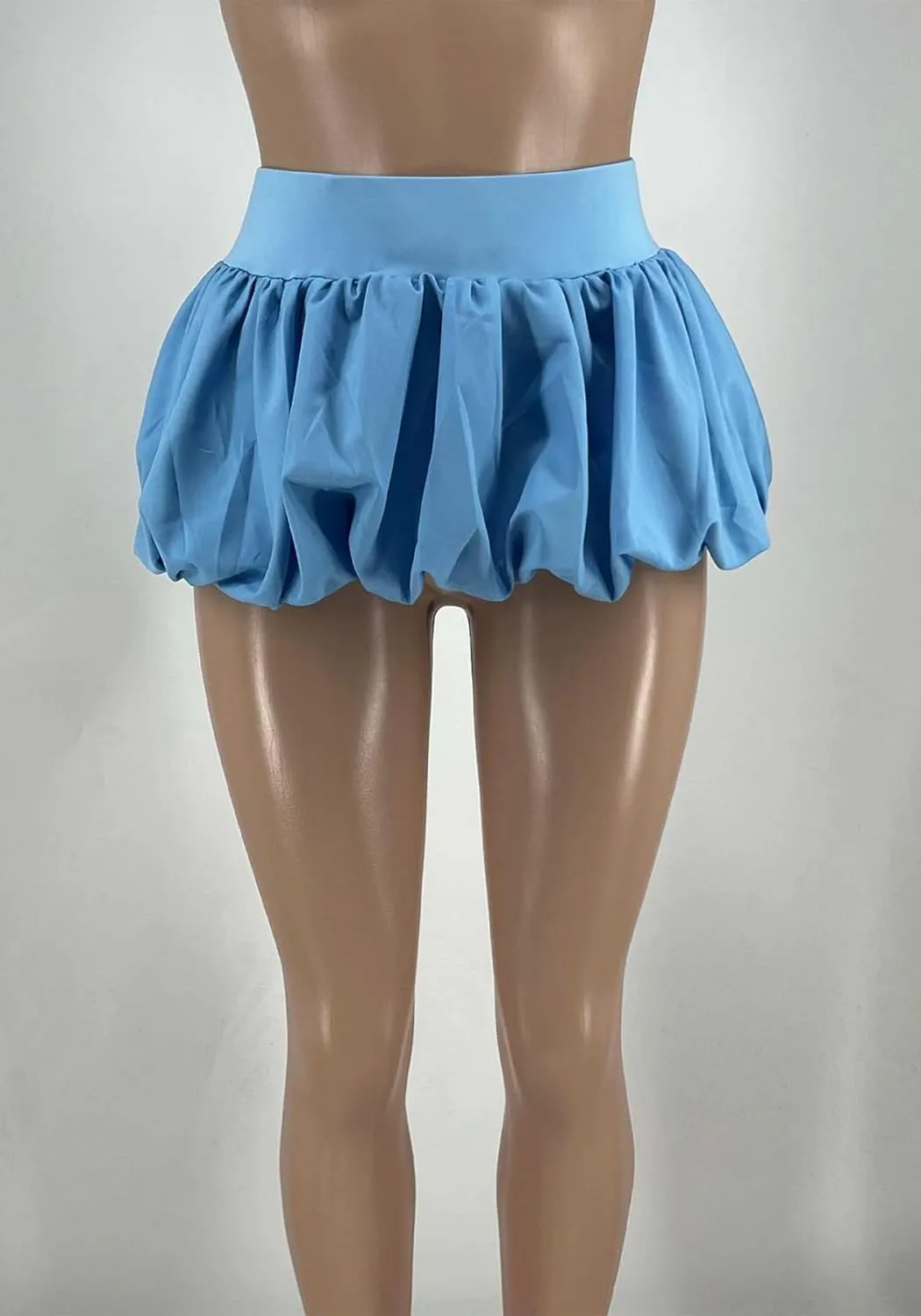 Women's Bubble Mini Skirt Y2K Pleated Ruffle High Waist Flare A Line Balloon Cute Short Skirts