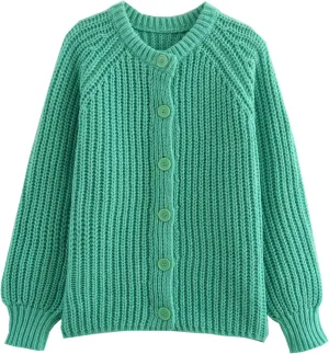 Womens Cardigan Sweater Long Sleeve Button Y2K Chunky Soft Knit Sweater Casual Open Front Outwear Knitwear Coat