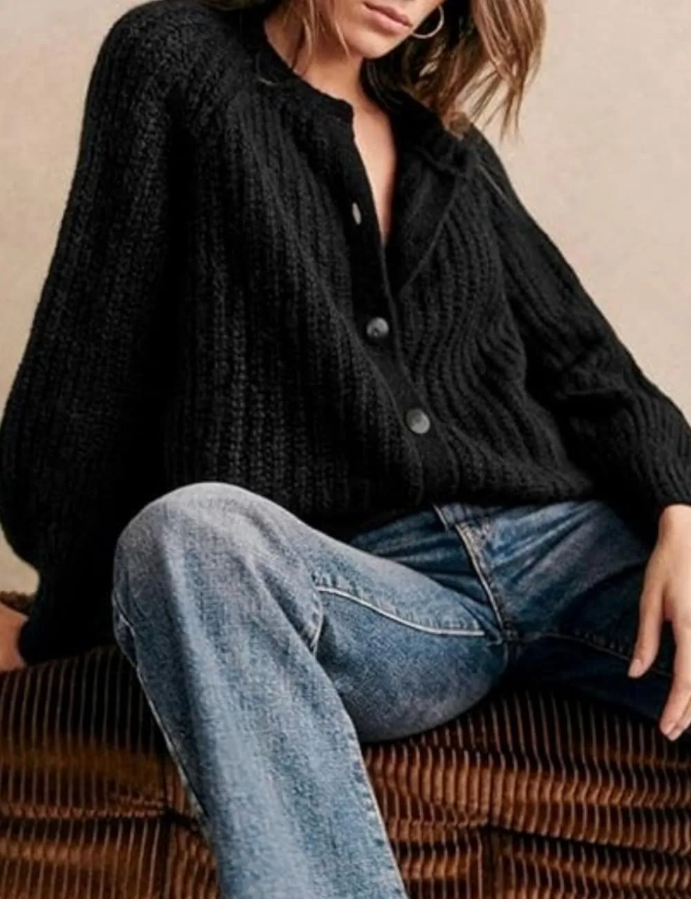 Women's Casual Open Front Cardigan Fall Winter Long Sleeve Button Down Sweater Chunky Knit Outwear Coat