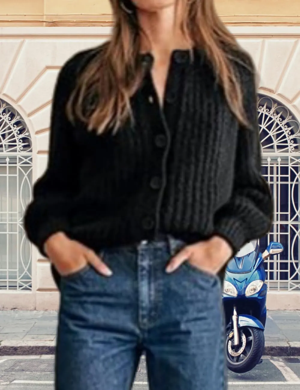 Women's Casual Open Front Cardigan Fall Winter Long Sleeve Button Down Sweater Chunky Knit Outwear Coat