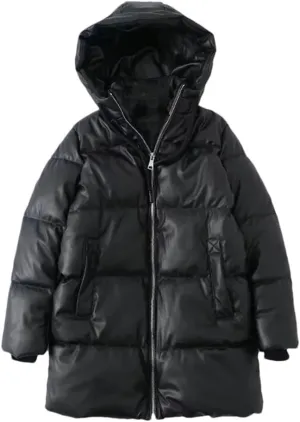 Women's Casual Solid Color Hooded Cotton Jacket Long Sleeved Loose Winter Down Puffer Coats