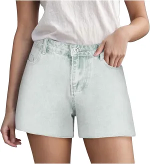 Women's Denim Shorts Summer Baggy High Waisted Flowy Wide Leg Buttons Pleated Casual Jean Short 2025 Fashion