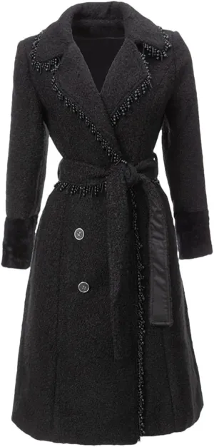 Women's Double Breasted Wool Blend Coat Winter Slim LApel Jacket Midi Jacket Jacket