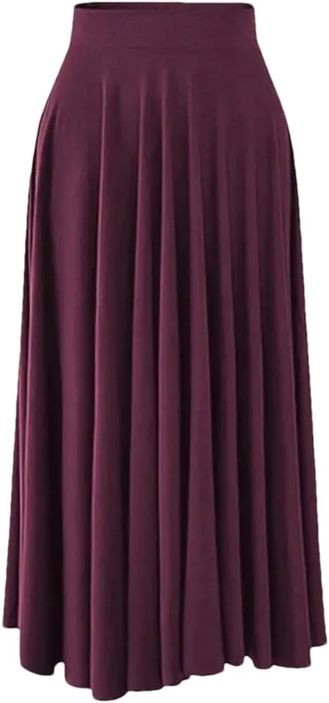 Women's Fashion High-Waisted Mid Length Skirt Loose-Fit Wide-Leg Umbrella A-Line Skirts