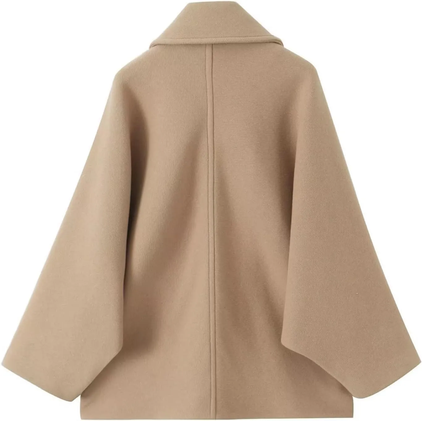 Womens Fashion Pea Coats Single Breasted Batwing Sleeve Classic Fall Wool Cape Blend Jacket Outerwear with Pockets