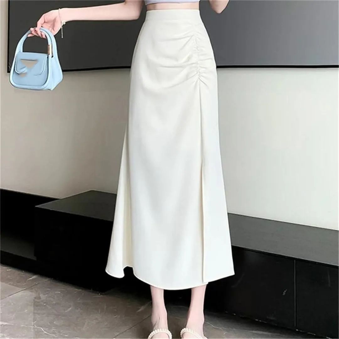 Women's High Waisted Split Fishtail Skirts Elegant Summer Solid Color Casual A-Line Skirts
