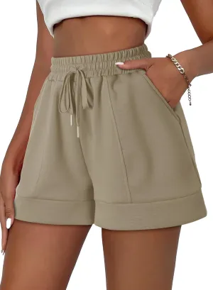 Women's High Waisted Sweat Shorts Casual Summer Comfy Athletic Short Drawstring Waist Lounge Running Shorts with Pockets