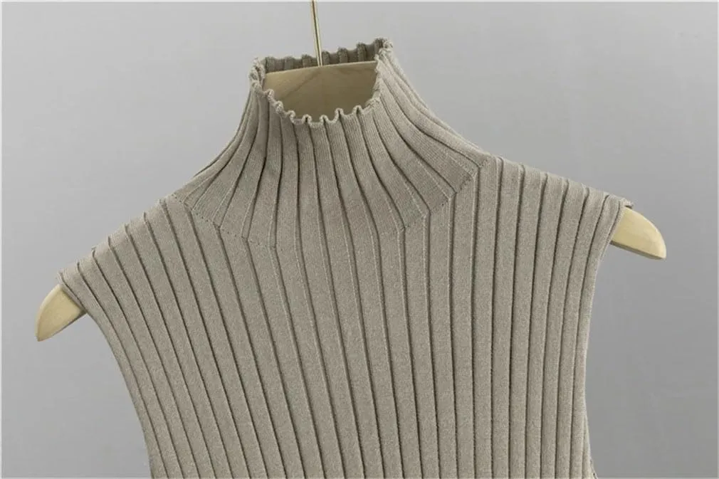 Women's Knit 3 Piece Lounge Set Long Knit Cardigan Wide Leg Pant And Mock Neck Vest Set Ladies Sweater Suits
