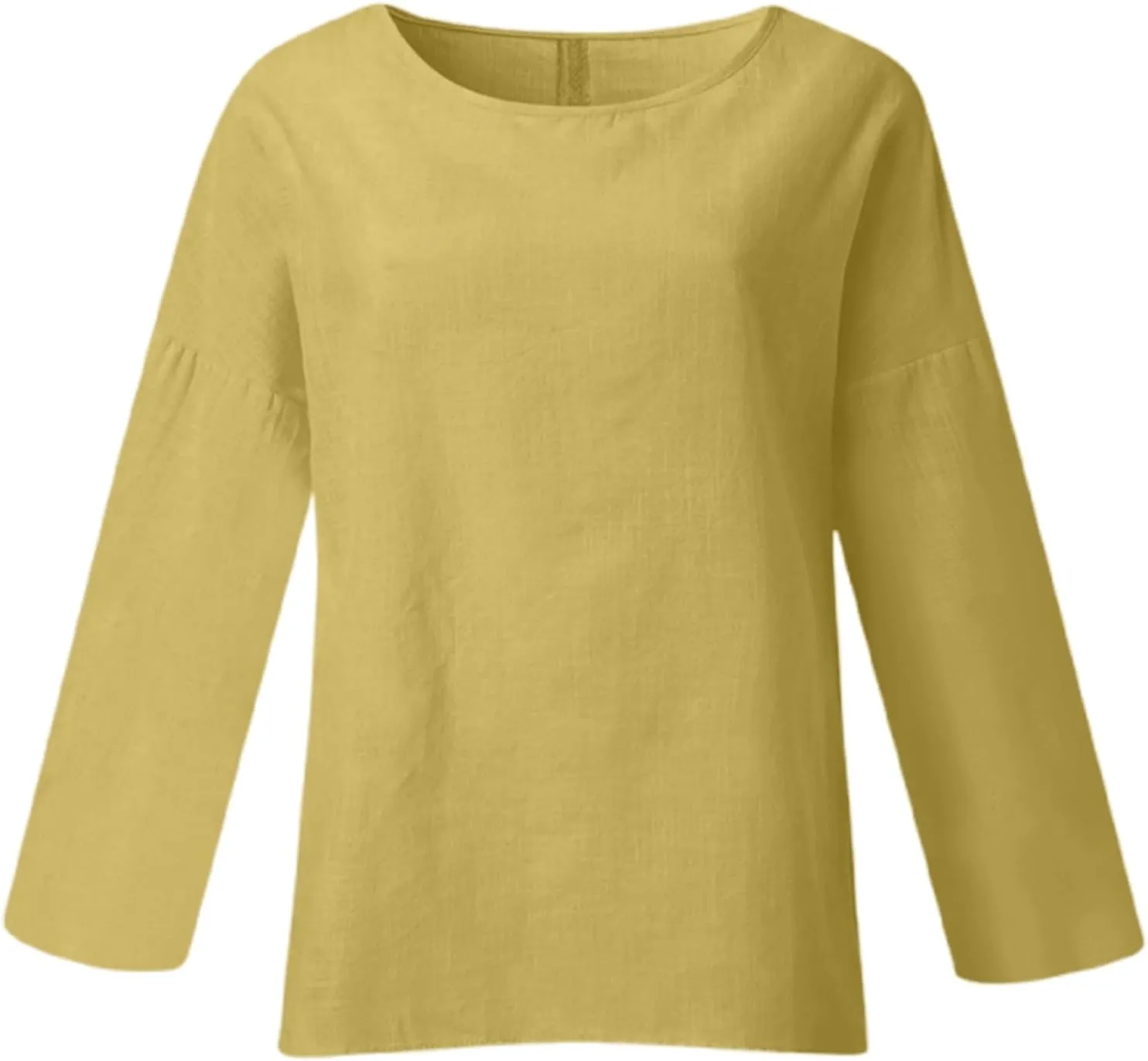 Women's Linen Shirts V Neck Button Blouse Plain Comfy Tee Top Short Sleeve Loose Fit Shirt