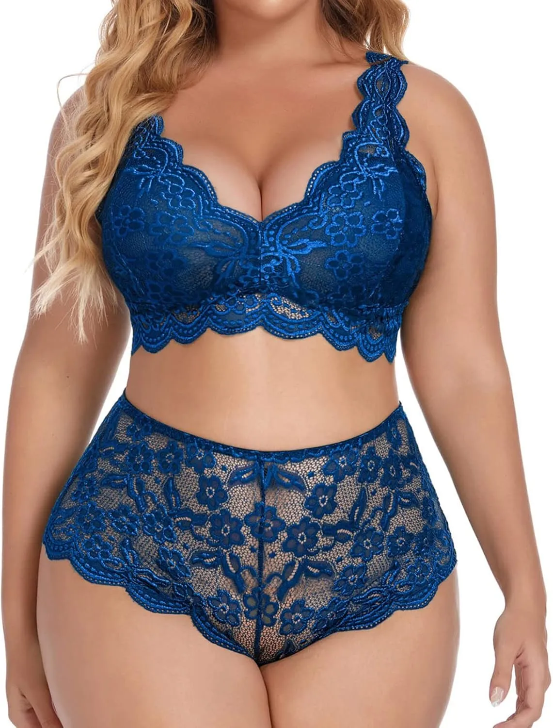 Women's Lingerie Babydoll Front Closure Floral Embroidery Sheer Bralette Dress Mini Skirt Nightwear Outfits