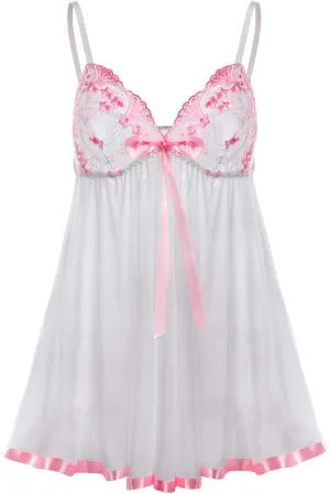 Women's Lingerie Spaghetti Strap Nightwear Sparkly Mini Babydoll Garter Bustier Set Mini Skirt Costume Set