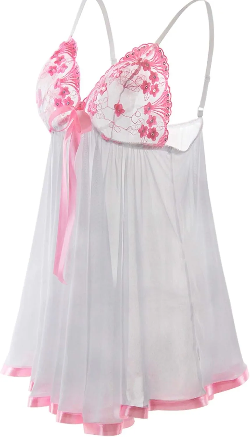 Women's Lingerie Spaghetti Strap Nightwear Sparkly Mini Babydoll Garter Bustier Set Mini Skirt Costume Set