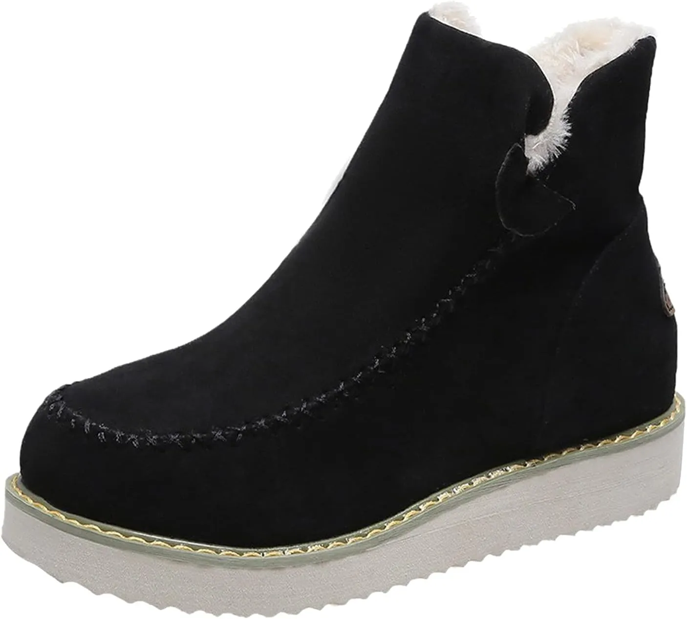 Women's Platform Snow Boots Fashion Pointed Toe Plus Velvet Keep Warm Ankle Boots Comfortable Soft Ladies Outdoor Mid-Heel Cotton Boots Shoes