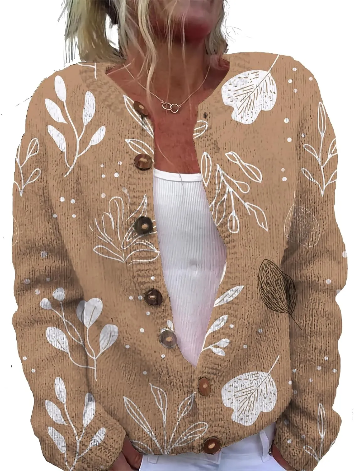 Womens Plus Size Cardigan Sweater Chunky Button Lightweight Casual Long Sleeve Winter Fall Sweater Tops