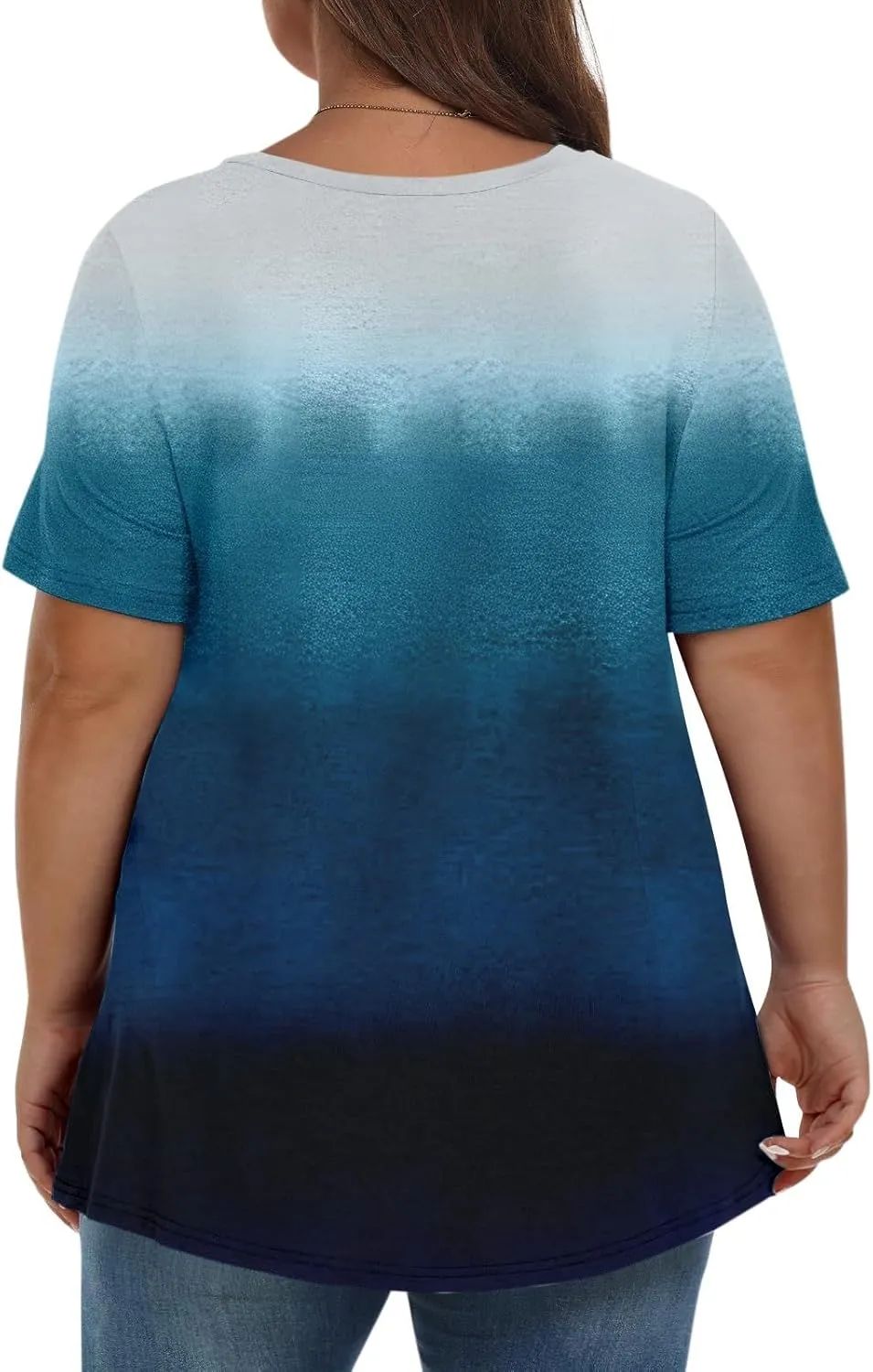 Womens Plus Size Tops Summer Short Sleeve Tunic Shirts Dressy Casual Loose V-Neck Cute Print Blouses
