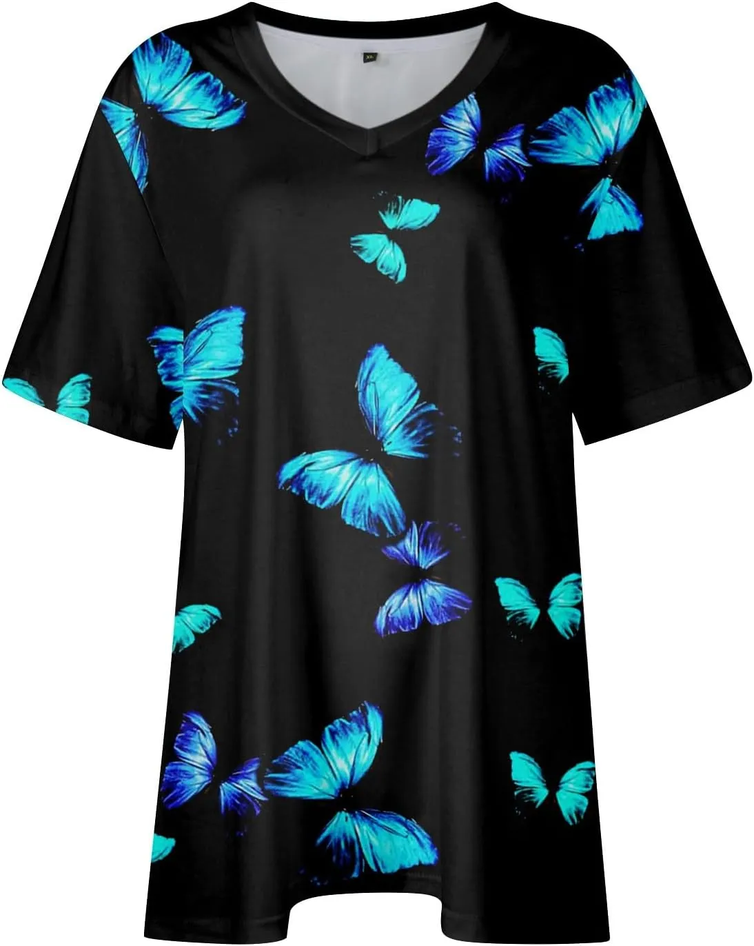 Womens Plus Size Tops Summer Short Sleeve Tunic Shirts Dressy Casual Loose V-Neck Cute Print Blouses