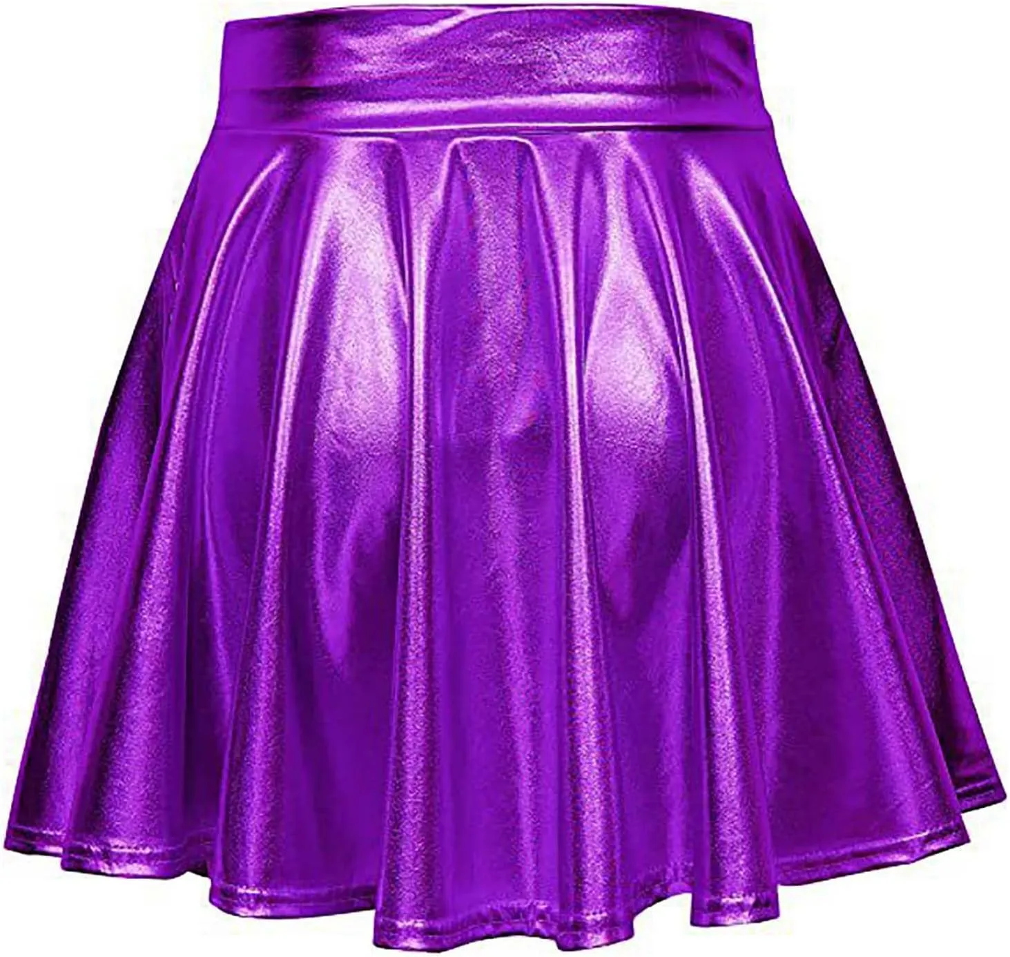 Women's Sexy Faux Leather Pleated Mini Skirt, High Waisted Stage Performance Party Skirt, Outdoor Skate Skirts