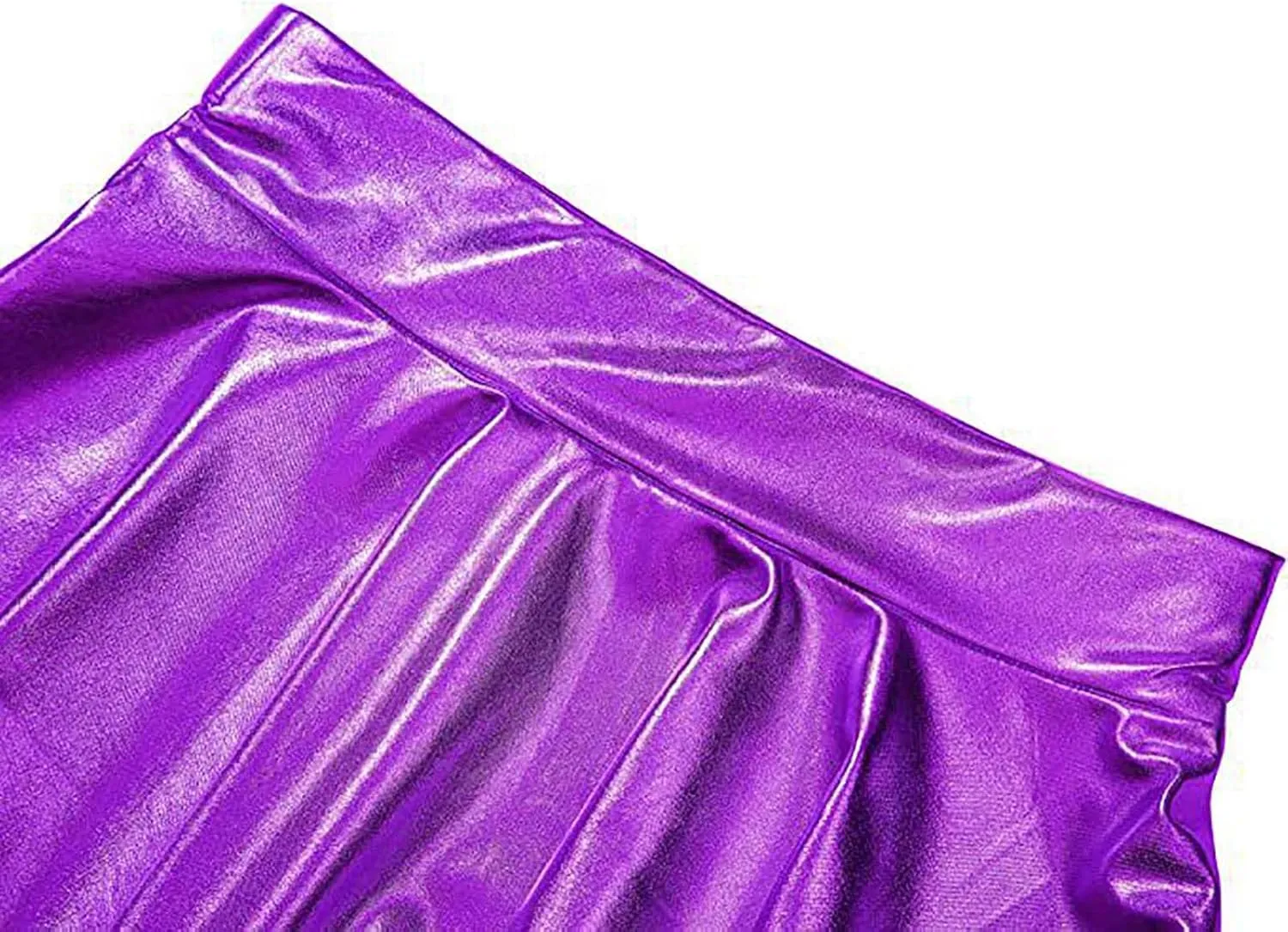 Women's Sexy Faux Leather Pleated Mini Skirt, High Waisted Stage Performance Party Skirt, Outdoor Skate Skirts