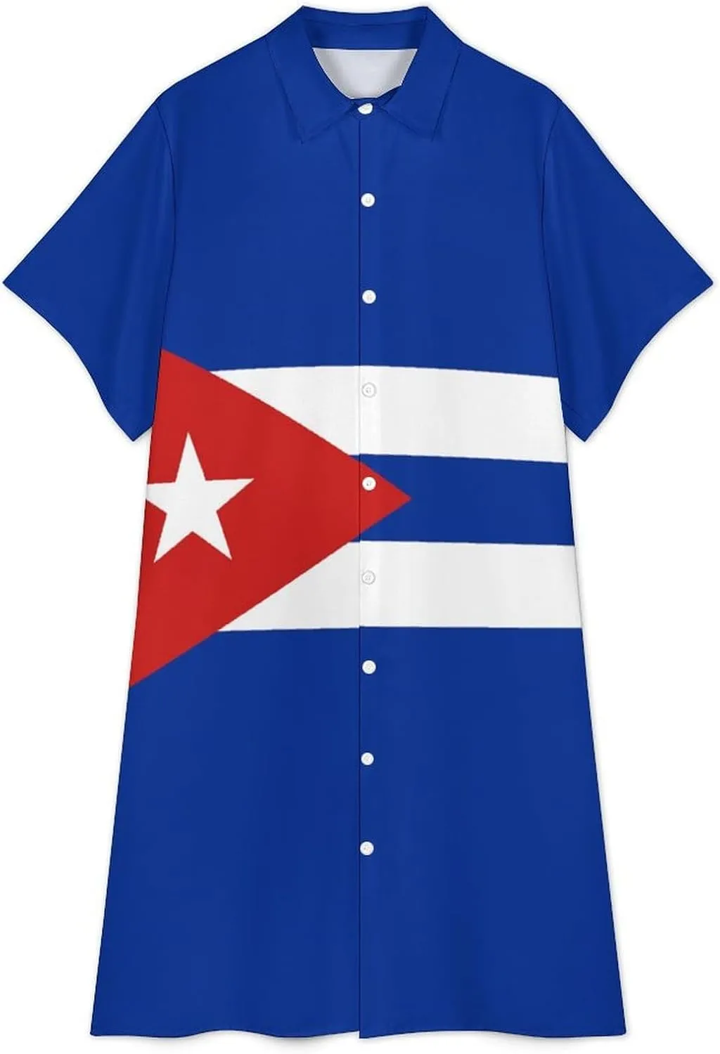 Women's Short Sleeve Collared Simple Button Down Shirt Dress 2025 Summer British Flag Long Dresses