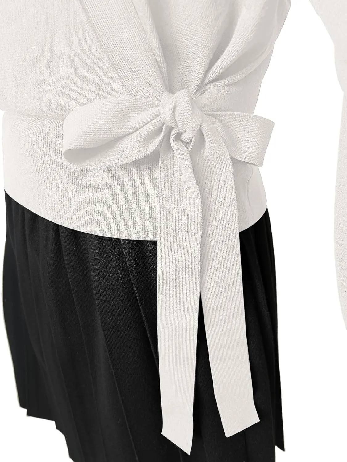 Women's Summer V Neck Wrap Sweater Pullovers 3/4 Sleeve Tie Side Lightweight Beach Knitted Tops