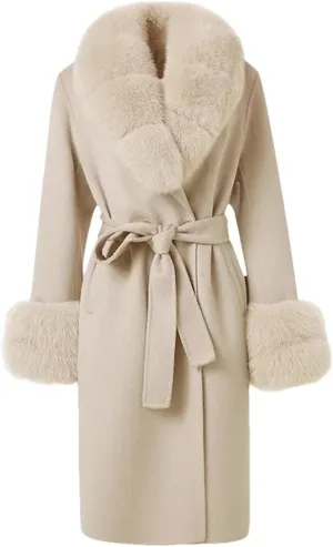 Women's Warm Wool Blend Windbreaker LApel Shear ColLAr Detachable Jacket Coat