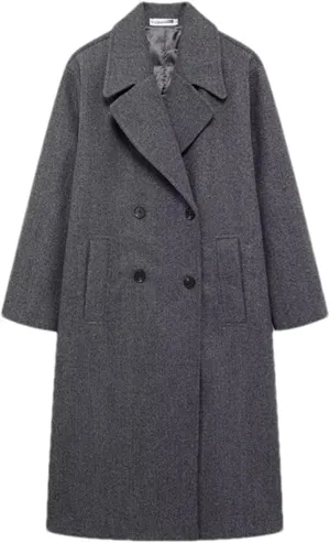 Women's Winter Double Breasted Long Trench Coats Vintage Lapel Neck Wool Blend Pea Coat Outwear