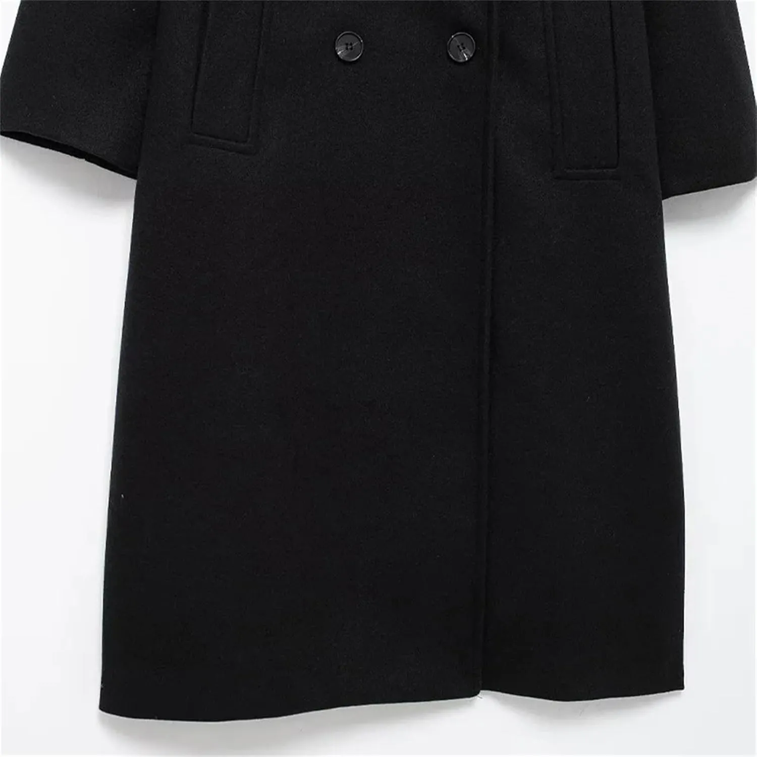 Women's Winter Double Breasted Long Trench Coats Vintage Lapel Neck Wool Blend Pea Coat Outwear