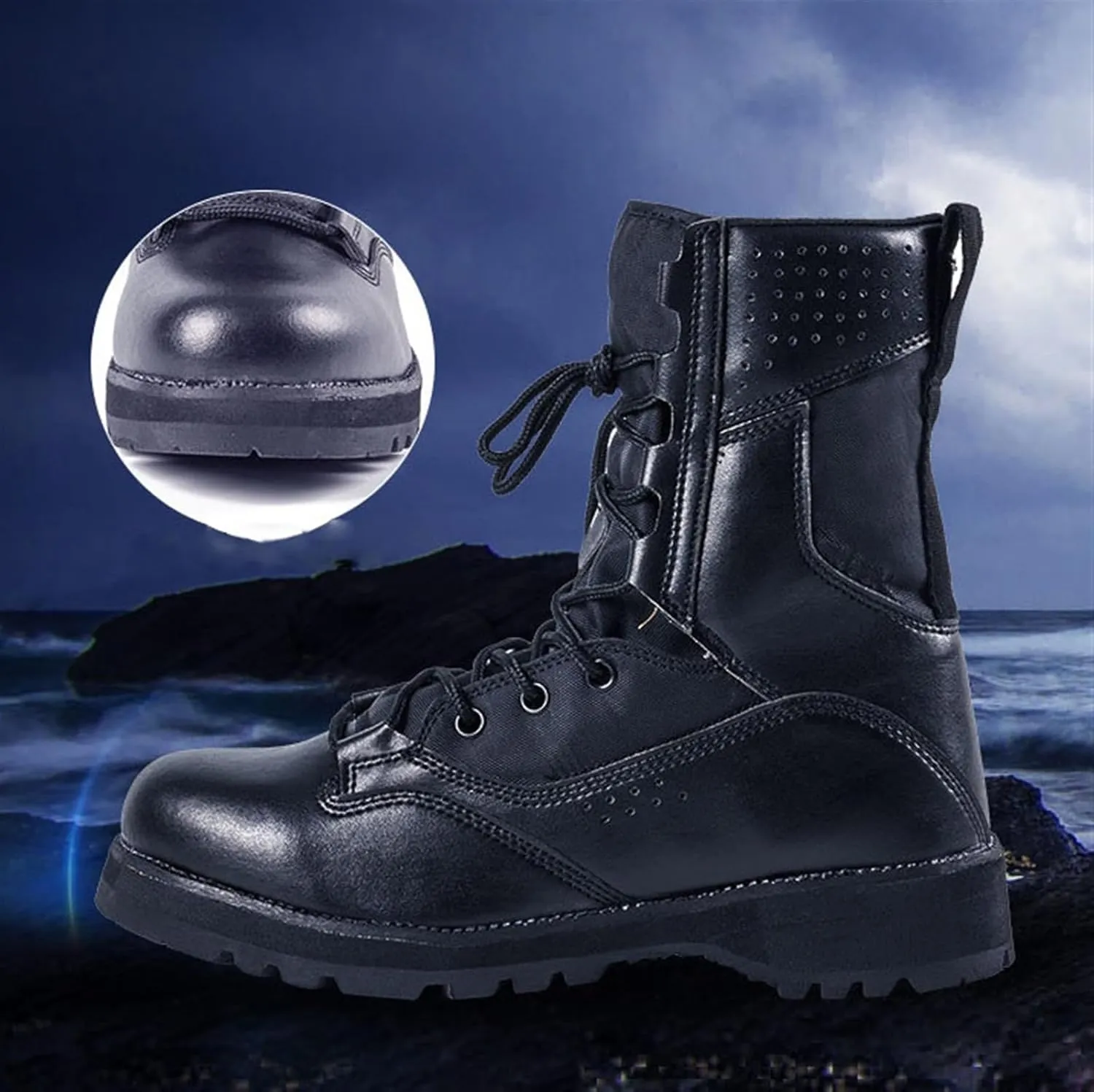 Wygwlg Men's Combat Hiking Boots, Mens Lightweight Durable Lace up Waterproof Breathable Tactical Security Boot, Fashion Desert Combat Army Combat Boots, for Camping Hiking Work Combat