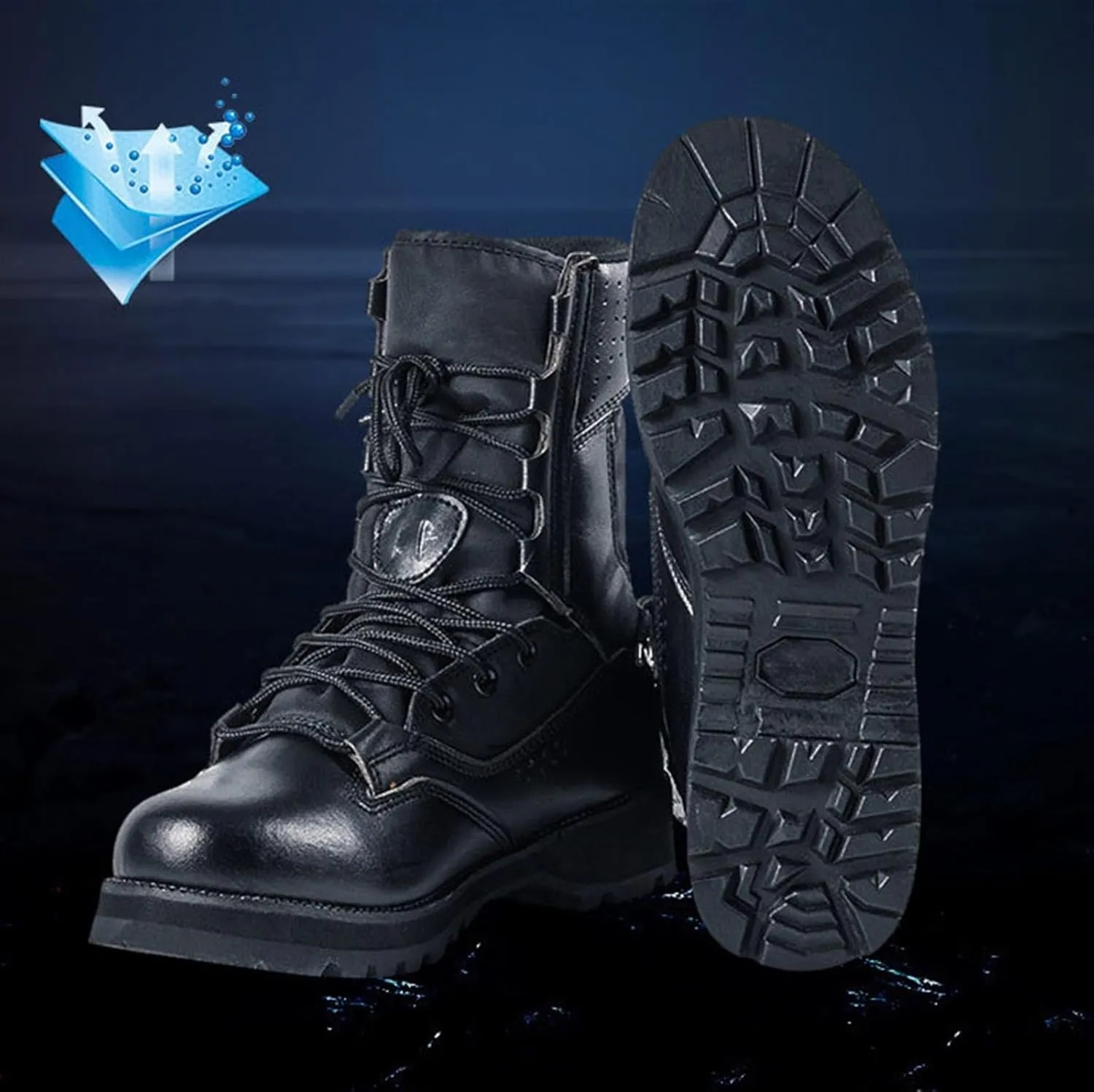 Wygwlg Men's Combat Hiking Boots, Mens Lightweight Durable Lace up Waterproof Breathable Tactical Security Boot, Fashion Desert Combat Army Combat Boots, for Camping Hiking Work Combat