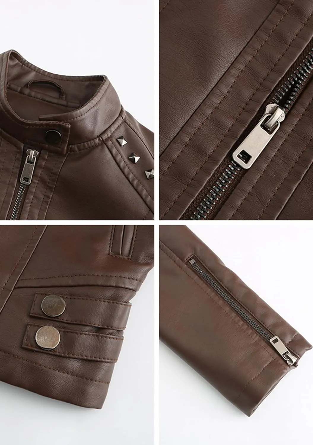 YMING Womens Faux Leather Zipper Jackets PU Motorcycle Coat Fall Plus Size Biker Outwear